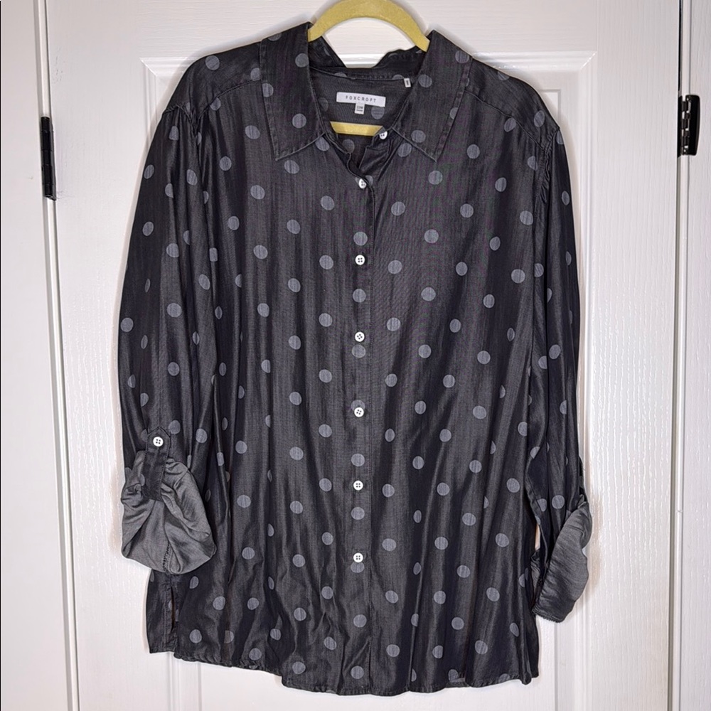 Gray Polka Dot Button-Up Shirt